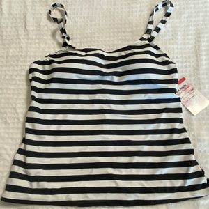 NWT Swim Mixer Black & White Stripe Tankini Top Size M